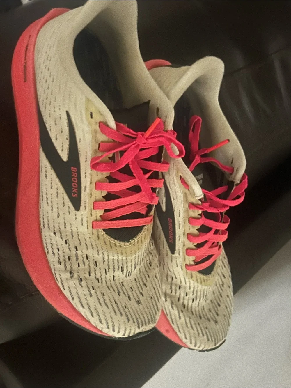 Brooks Cream and Pink Women's Running Sneakers